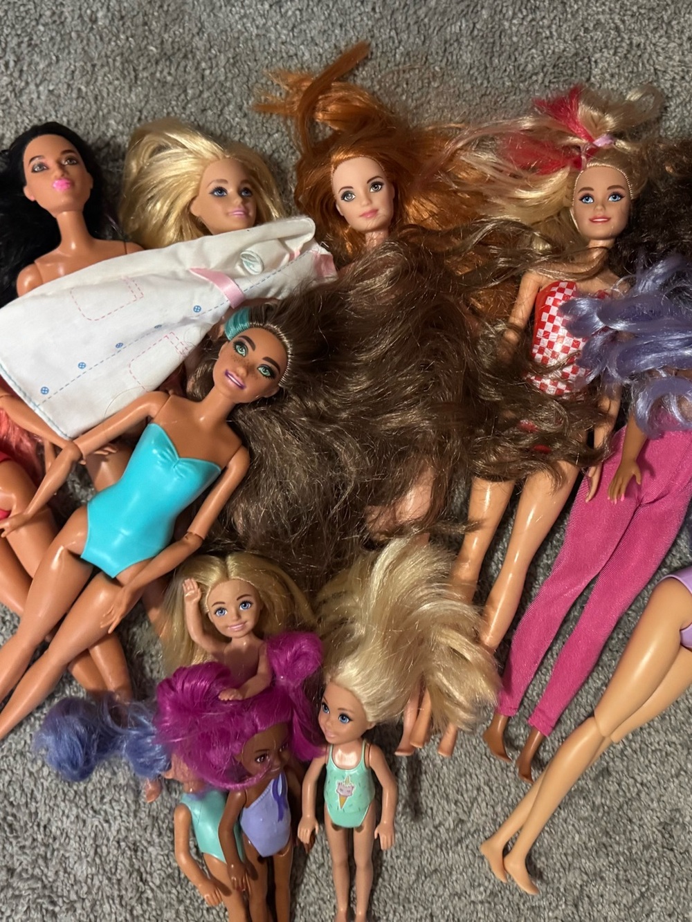 Barbie Dolls Lot with Blonde, Brown, Red, Pink, Purple & Turquoise Hair